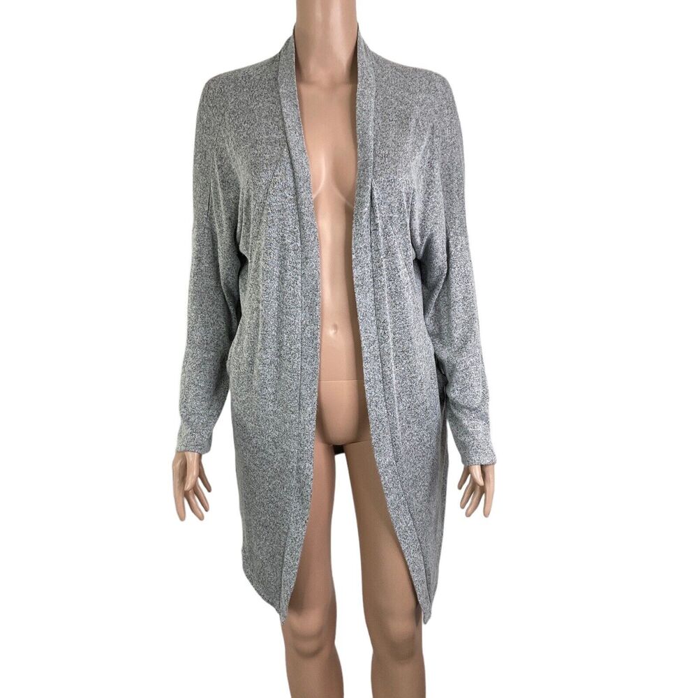 Lilyful Sweater Womens Large Open Front Long Cardigan Gray Stretch